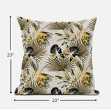 18” Yellow Black Tropical Zippered Suede Throw Pillow