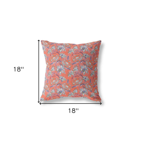 18” Orange Roses Indoor Outdoor Throw Pillow