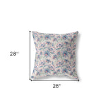 18” Blue Pink Roses Indoor Outdoor Throw Pillow