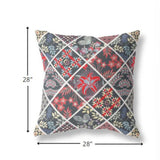 18” Black Red Patch Indoor Outdoor Throw Pillow