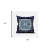 18" X 18" Dark Blue And Green Blown Seam Geometric Indoor Outdoor Throw Pillow