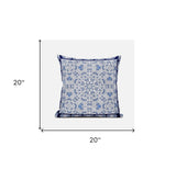 18" X 18" Light Blue And Navy Blue Blown Seam Geometric Indoor Outdoor Throw Pillow