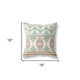 16" X 16" Orange And Teal Zippered Geometric Indoor Outdoor Throw Pillow