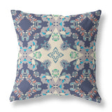 16" X 16" Blue And White Zippered Geometric Indoor Outdoor Throw Pillow