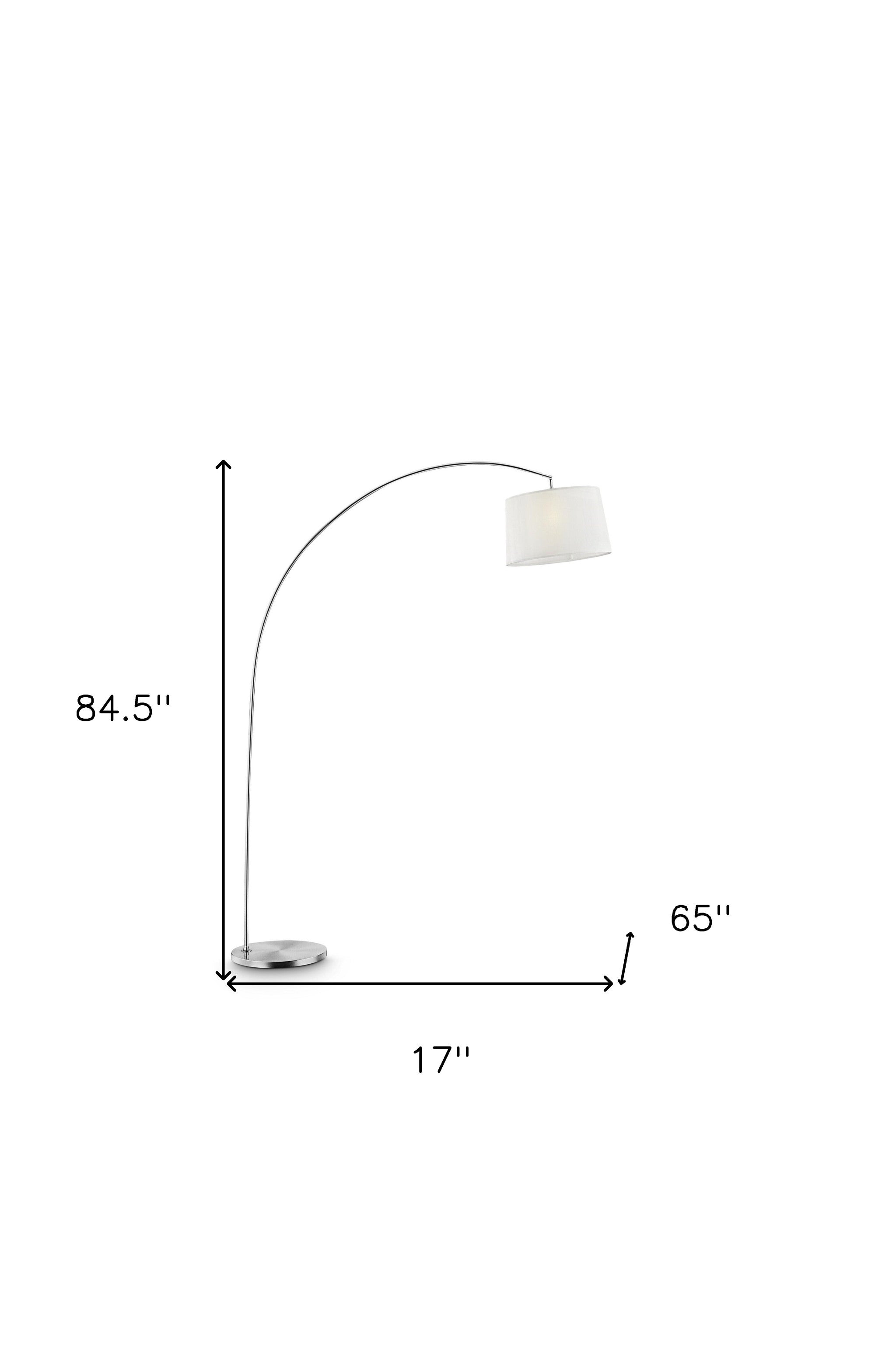 85" White Adjustable Arched Floor Lamp With White Drum Shade