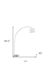 85" White Adjustable Arched Floor Lamp With White Drum Shade