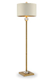 63" Gold Column Floor Lamp With Off-White Drum Shade