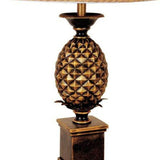 32" Gold Metal Pineapple Table Lamp With Gold Classic Empire Shade