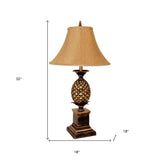 32" Gold Metal Pineapple Table Lamp With Gold Classic Empire Shade