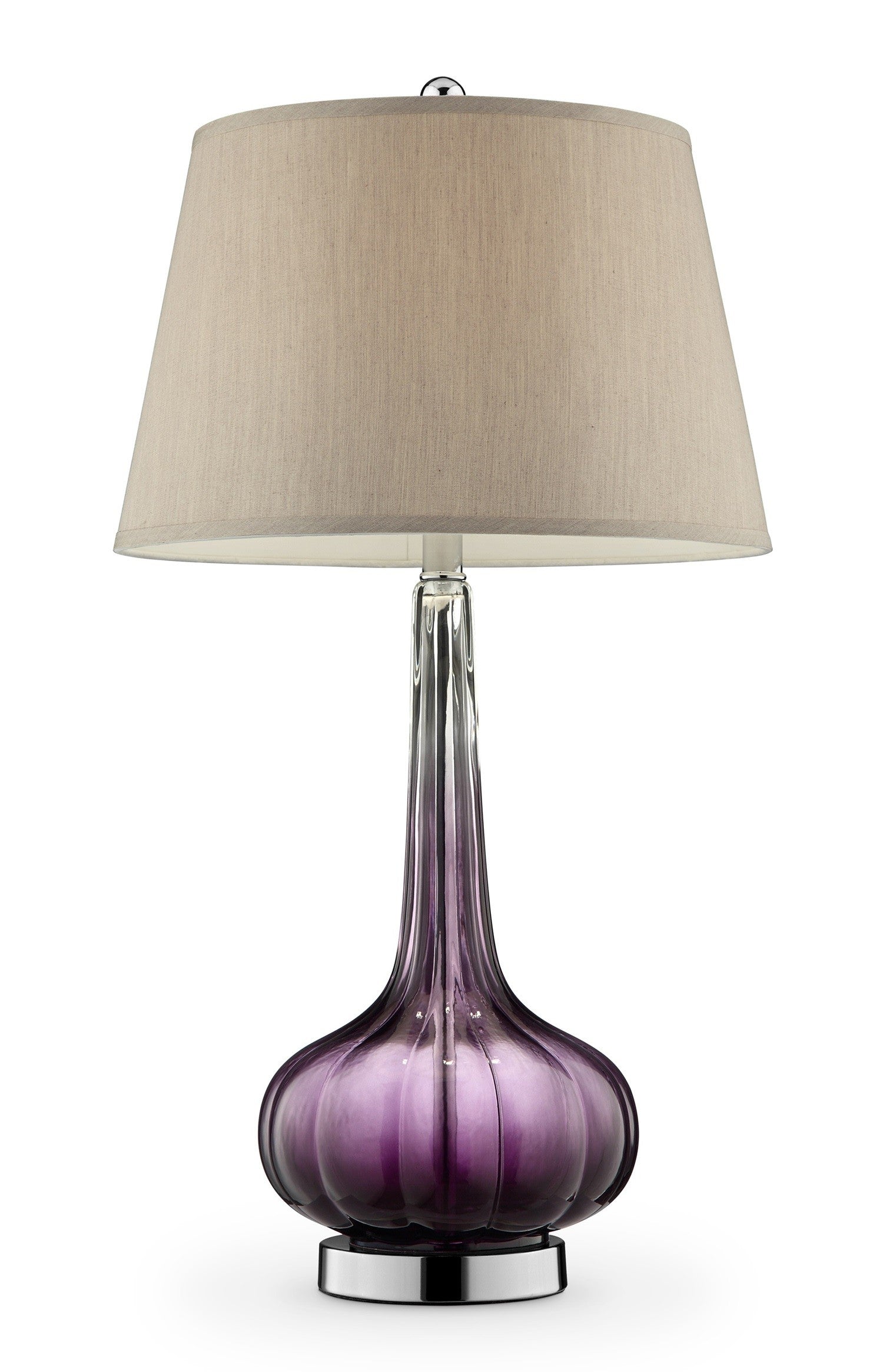 30" Purple Metal Bedside Table Lamp With Beige Shade