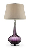 30" Purple Metal Bedside Table Lamp With Beige Shade