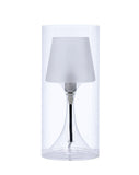 13" Clear Metal Bedside Table Lamp With Clear Shade