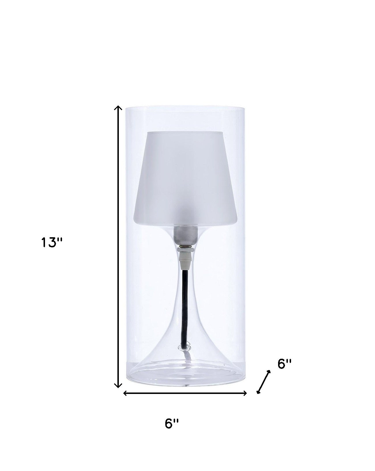 13" Clear Metal Bedside Table Lamp With Clear Shade