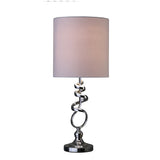 22" Nickel Bedside Table Lamp With Off White Drum Shade