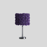 18" Silver Bedside Table Lamp With Purple Flowers Drum Shade