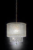 Primo Gold Finish Ceiling Lamp with Crystal Accents and White Shade