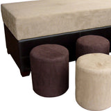 23" Brown and Dark Brown Upholstered Microfiber Bench with Flip top