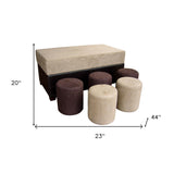 23" Brown and Dark Brown Upholstered Microfiber Bench with Flip top