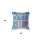 18" X 18" Blue And Yellow Zippered Patchwork Indoor Outdoor Throw Pillow Cover & Insert