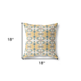 18" X 18" White And Yellow Broadcloth Floral Throw Pillow