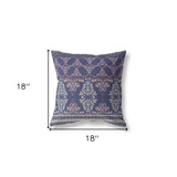 18" X 18" Blue And Pink Broadcloth Floral Throw Pillow