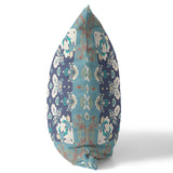 18" X 18" Gray And Blue Broadcloth Floral Throw Pillow
