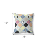 16" X 16" Yellow And Pink Broadcloth Floral Throw Pillow