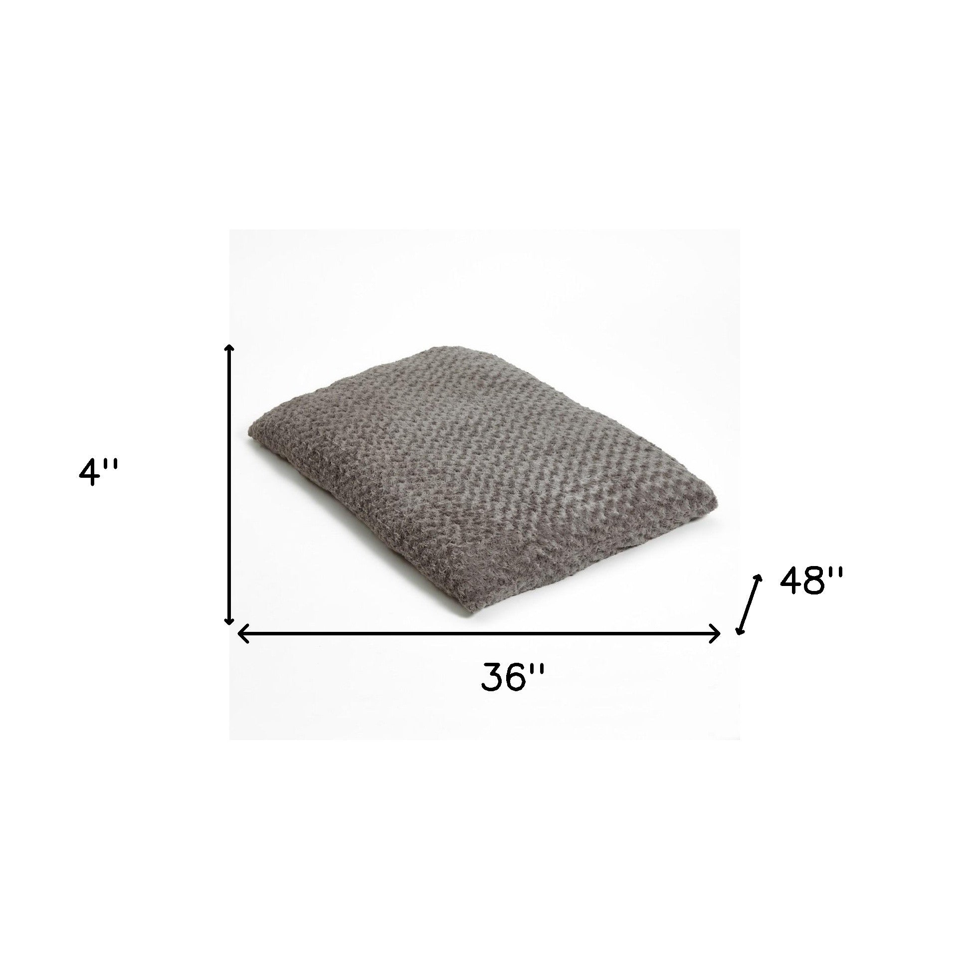 Gray 3" x 4" Lux Faux Fur Rectangle Pet Bed