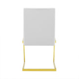 Set of Two White Gold Modern Dining Chairs