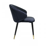 Set of Two Blue Velvet Dining Chairs