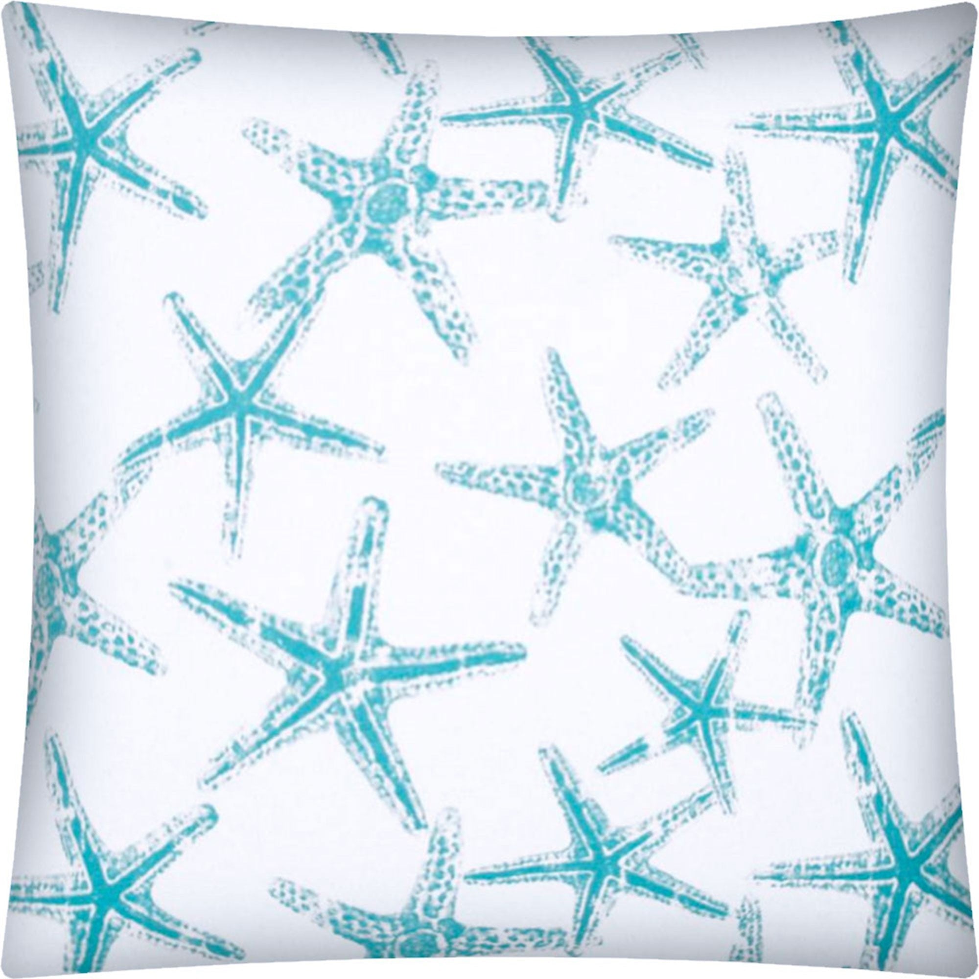 17" X 17" Turquoise And White Zippered Polyester Coastal Throw Pillow Cover