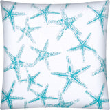 17" X 17" Turquoise And White Zippered Polyester Coastal Throw Pillow Cover