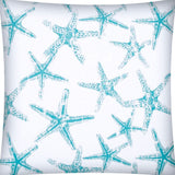 17" X 17" Turquoise And White Zippered Polyester Coastal Throw Pillow Cover