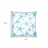 17" X 17" Turquoise And White Zippered Polyester Coastal Throw Pillow Cover