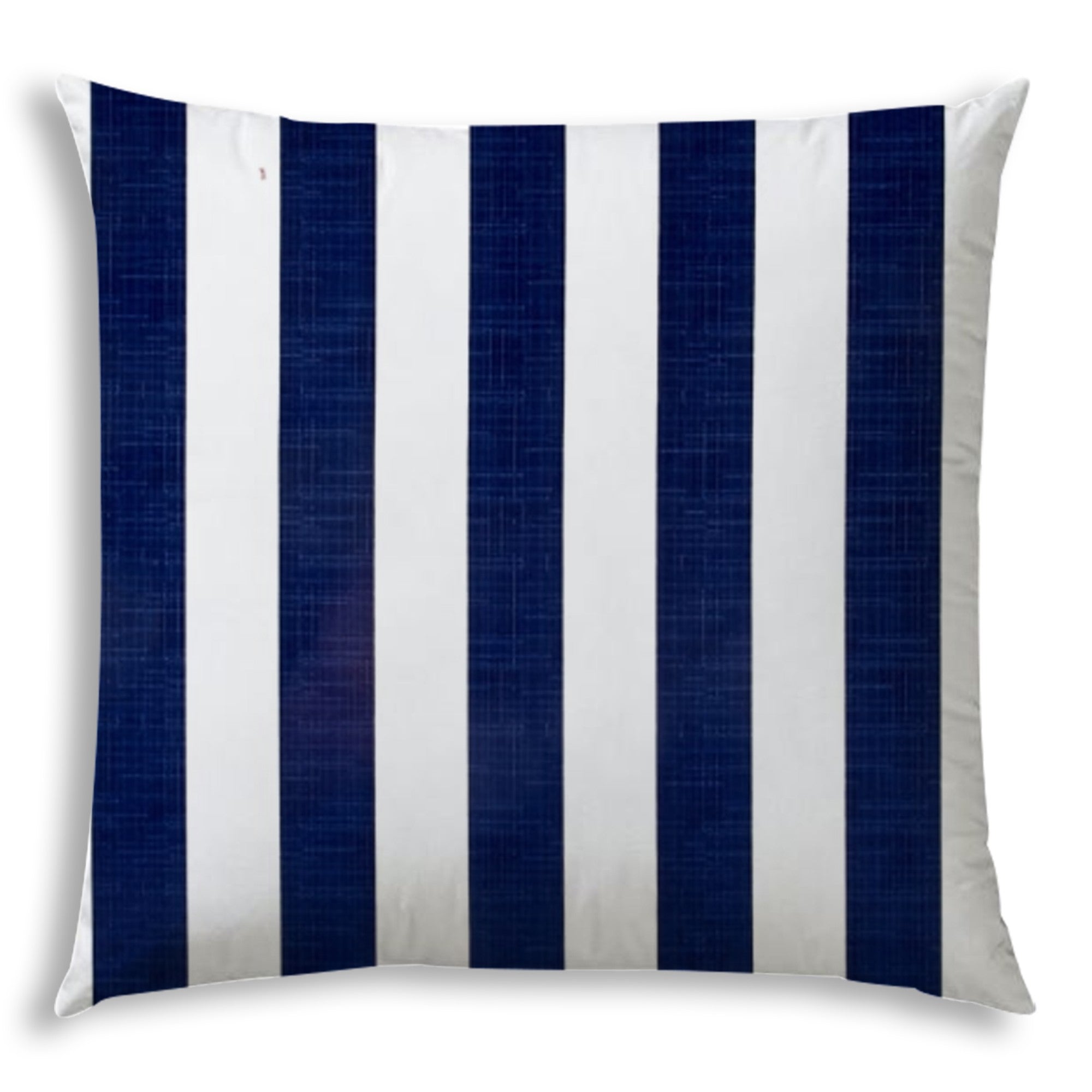 20" X 20" Navy And White Zippered Polyester Striped Throw Pillow Cover