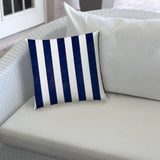 20" X 20" Navy And White Zippered Polyester Striped Throw Pillow Cover