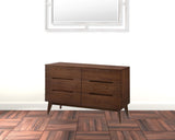 51" Walnut Solid Wood Six Drawer Double Dresser