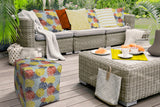 17" Blue Cube Floral Indoor Outdoor Pouf Cover