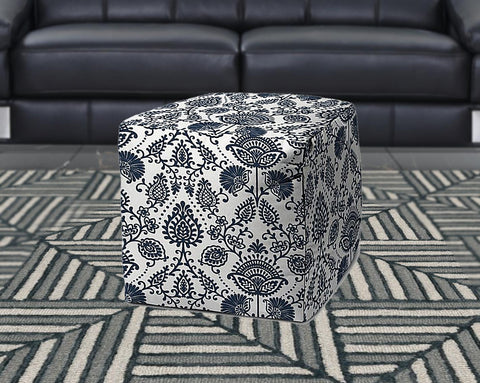 17" Gray Cube Indoor Outdoor Pouf Cover