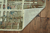 8' Ivory Abstract Dhurrie Runner Rug