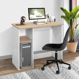 Modern Geo Oak and White Computer Table With Storage Shelves