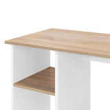 Modern Geo Oak and White Computer Table With Storage Shelves