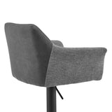 22" Gray And Black Iron Swivel Low Back Adjustable Height Bar Chair