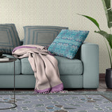18" X 18" Aqua Blue Blown Seam Paisley Indoor Outdoor Throw Pillow