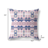 16" X 16" White And Blue Blown Seam Paisley Indoor Outdoor Throw Pillow