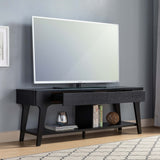 60" Black Manufactured Wood Cabinet Enclosed Storage TV Stand