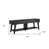 60" Black Manufactured Wood Cabinet Enclosed Storage TV Stand