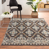 5' X 8' Brown Floral Stain Resistant Indoor Outdoor Area Rug