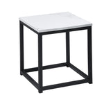 16" Black And Marble White Manufactured Wood And Steel Square End Table