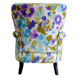 33" Aqua Green Purple And Brown Polyester Blend Floral Wingback Chair